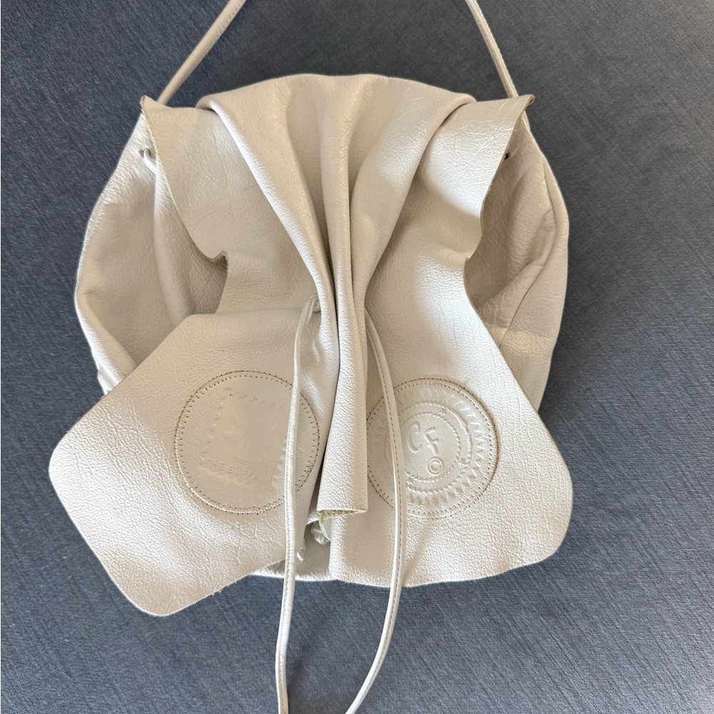 Carlos Falchi White Leather Crossbody Bag